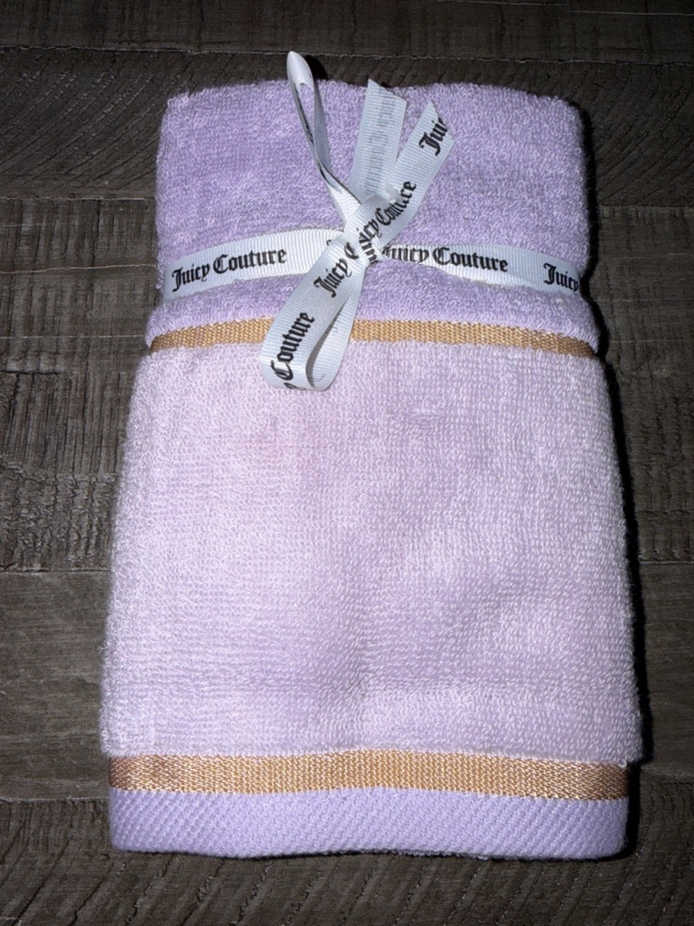 Juicy Couture Lavender Hand Towels with Gold Accent - New